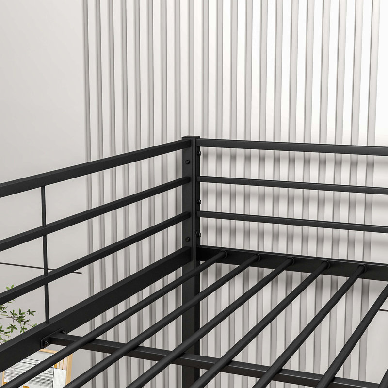 Metal Bunk Bed, Bunk Bed Frame with Safety Guard Rails, Easy Assembly Black, Full