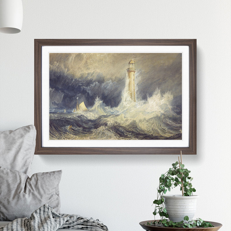 Bell Rock Lighthouse by Joseph Mallord William Turner - Framed Print, 27cm H x 36cm W x 2cm D, Walnut Framed