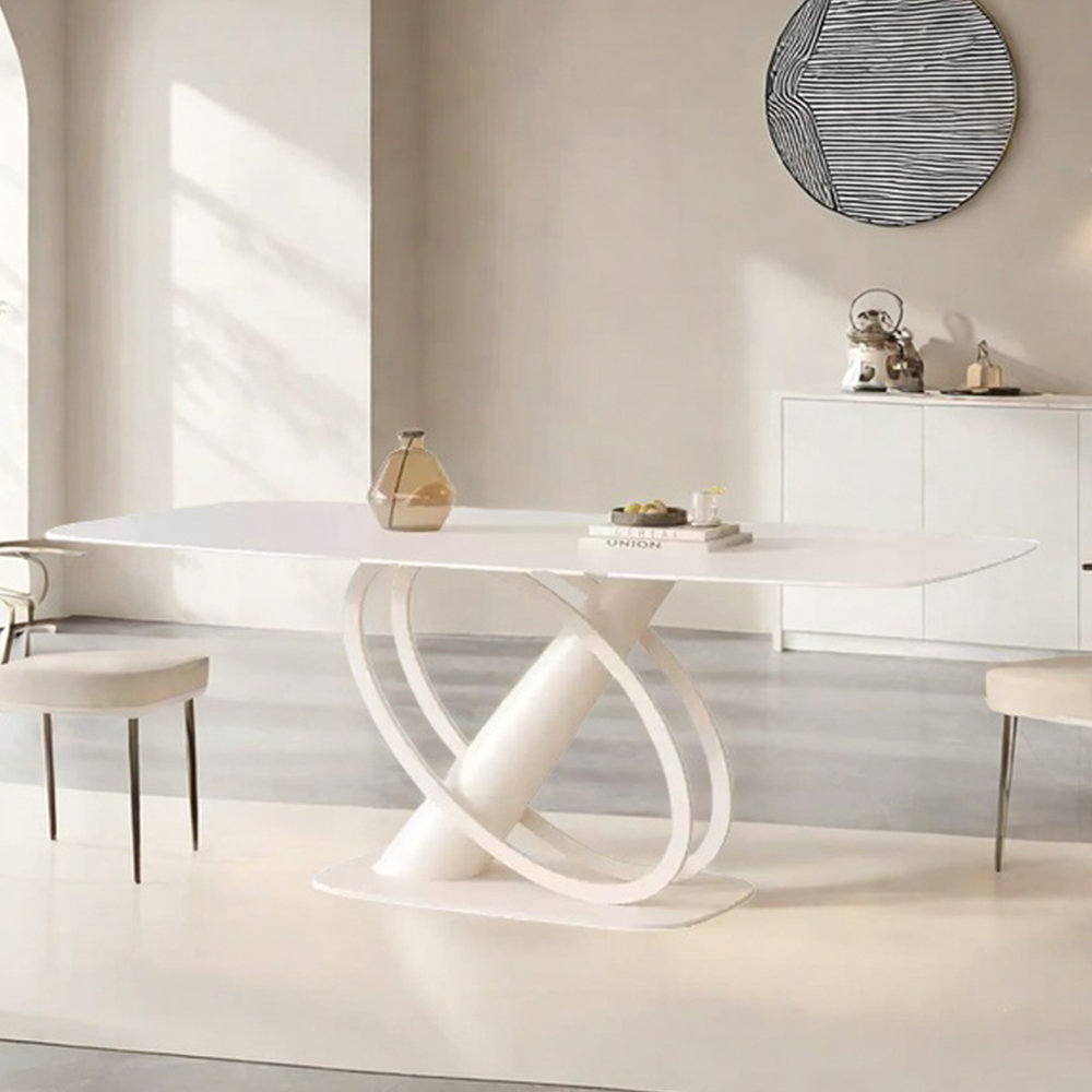 Orren Ellis White sintered stone carbon steel dining table - Wayfair Canada
