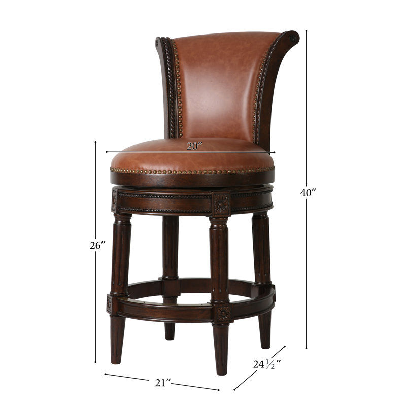 Tabouret de bar pivotant en bois massif Ted, Tabouret de comptoir (siège d'une hauteur de 26 p, 1