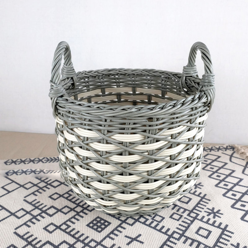 3-Pack Stackable Hand Woven Wicker Storage And Laundry Basket With Handles