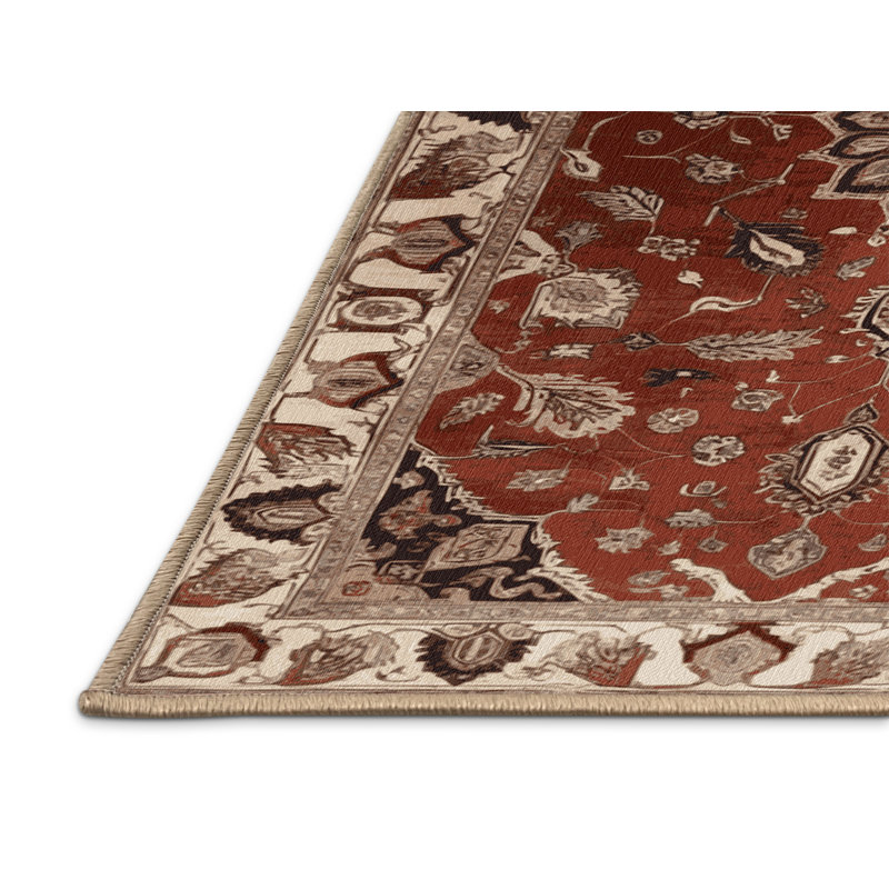 Tapis brun lavable à la machine, Rond 3 pi