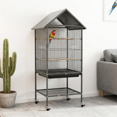49.61 in. Top Flight Cage Bird Cage with Wheels with Stand with Perch with Tray