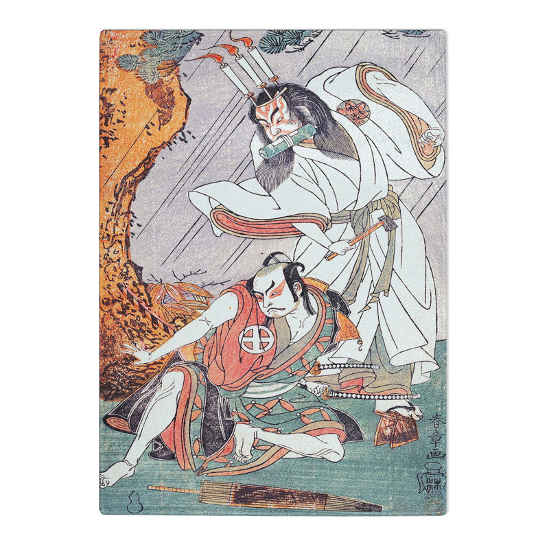 Tempered Glass Uzaemon and Otani by Katsukawa Shunsho Chopping Board, 20cm W x 28.5cm L