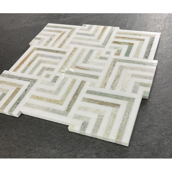 Ming Green and Thassos White Marble Wall and Floor Tile