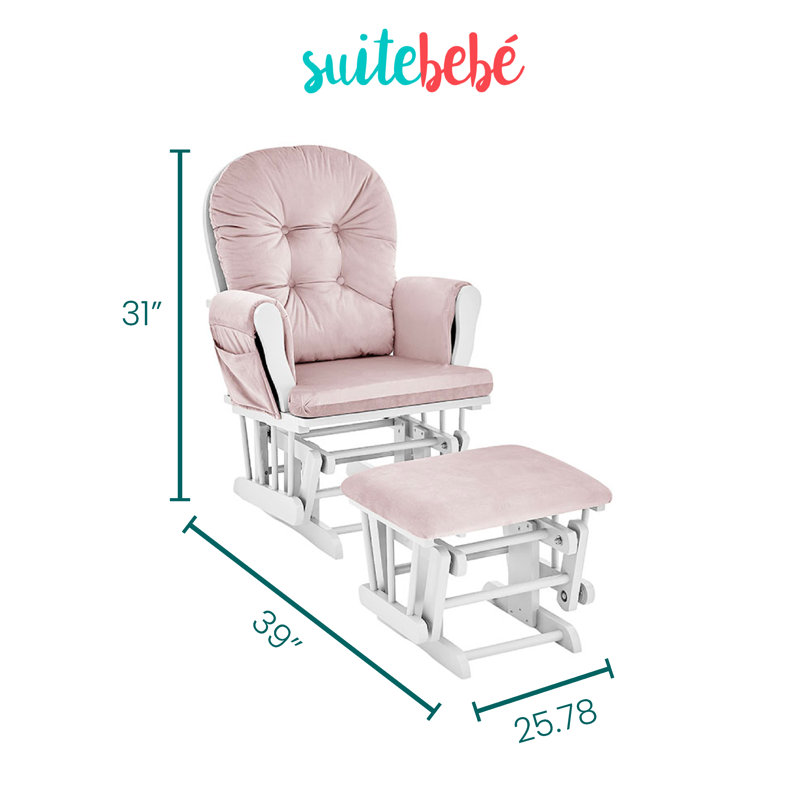 Fauteuil oscillant avec repose-pieds Mason, Rose, Blanc