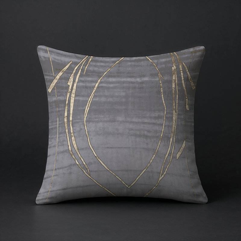Coussin décoratif intérieur / extérieur gris Modern Modern, Carré 20 po, Gris abstrait 128