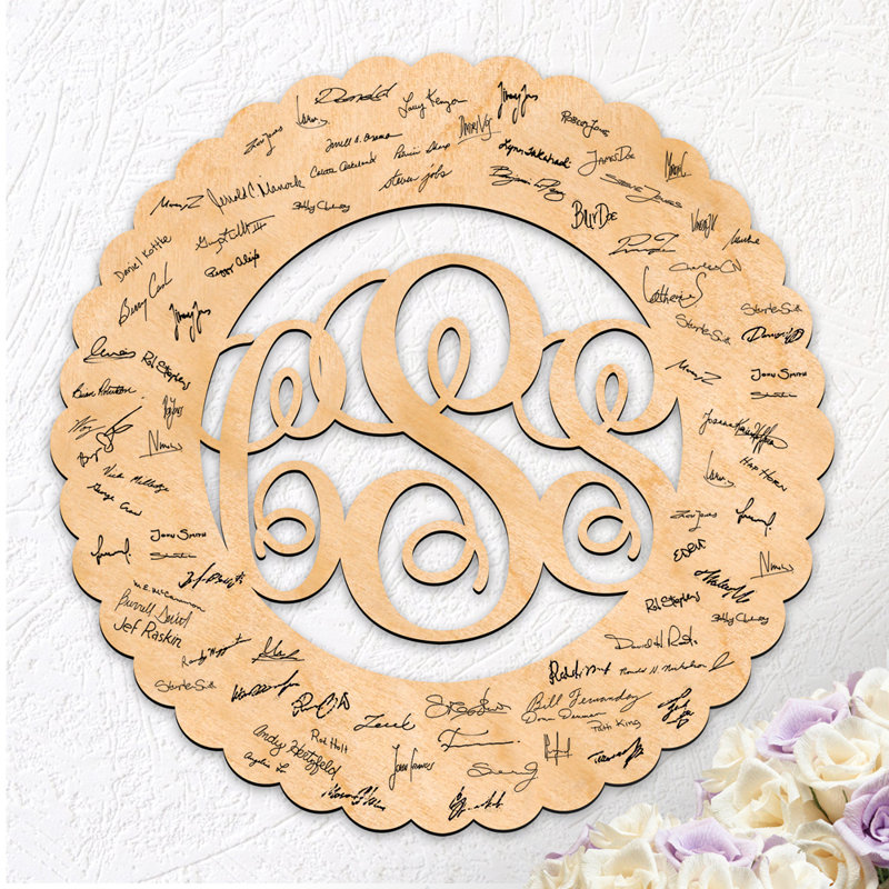 Livre d’or à 3 lettres de mariage à cadre en monogramme, H 32 po x l 24 po, Oui
