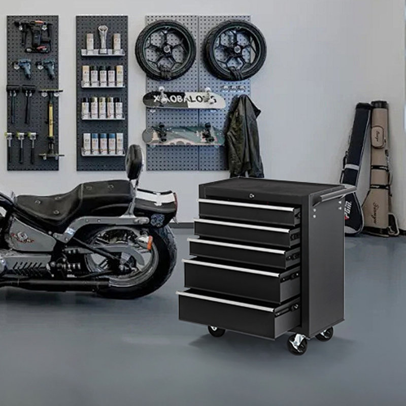 5-Drawer Rolling Tool Chest With Lock & Key, Tool Storage Cabinet With Wheels