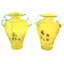 Ensemble de 2 vases de table en verre jaune / gris / transparent