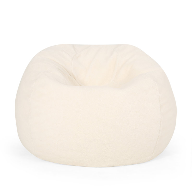 Fauteuil à billes arrondi Kavel, Tissu crème