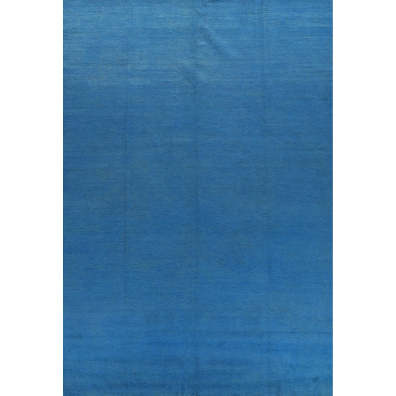 Sky Blue Solid Gabbeh Vegetable Dye Area Rug 10x13