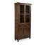 Traditional Dark Wood Tall Bookcase with Glass & Solid Doors-1695791734