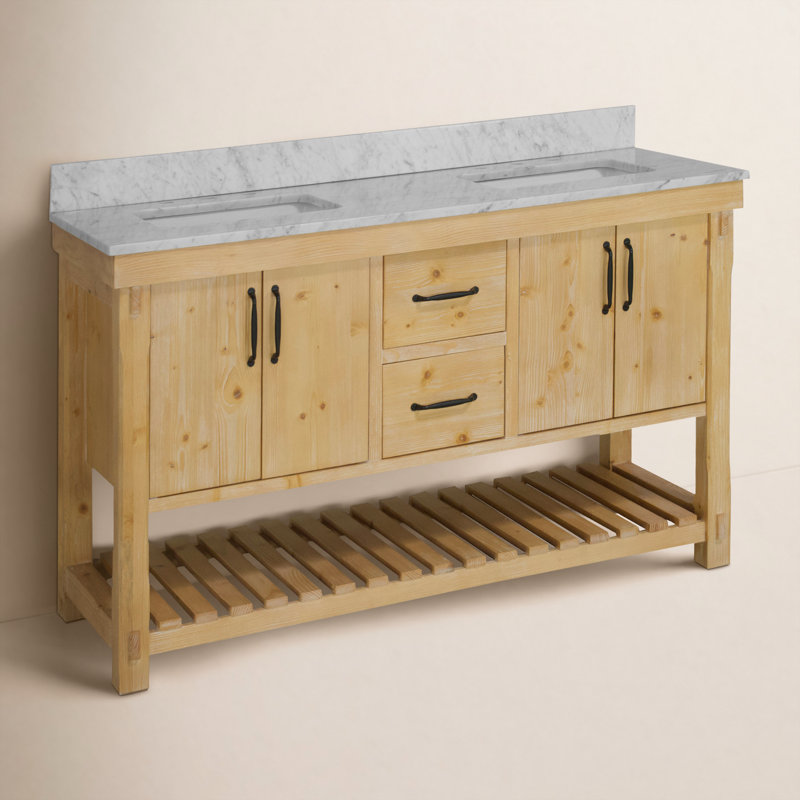 Gola 60'' Double Bathroom Vanity with Carrara Marble Top