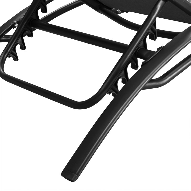 Ensemble 2 pièces de chaises longues inclinables en forme de "S" avec table (ensemble de 2), Gris clair
