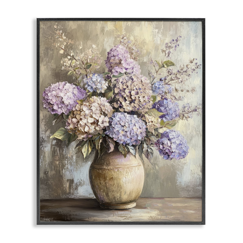 «Hydrangea mauve mauve», art de la giclée encadrée par Petal Prints Design, Giclée encadrée noir minuit, H 30 po x l 24 po