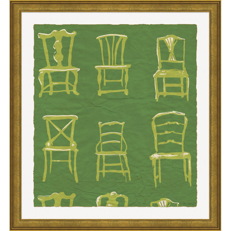 Painted Chairs in Green par Dana Gibson - Cadre photo sur papier