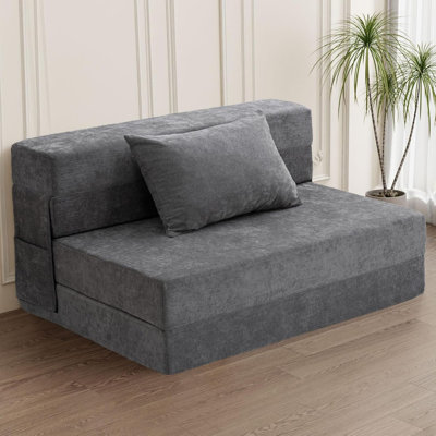 Boneless Folding Sofa Bed - Convertible Sleeper Chair With Pillow, Fold Out Couch, Memory Foam Floor Mattress, Futon Couch, Lazy Sofa For Living Room/Dorm/Guest Room/Home Office, Gray