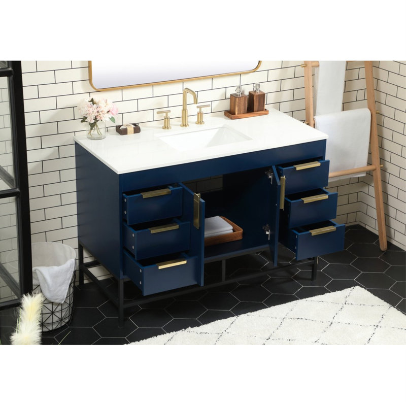 Ensemble de meuble-lavabo simple 48 po Eugene, bleu