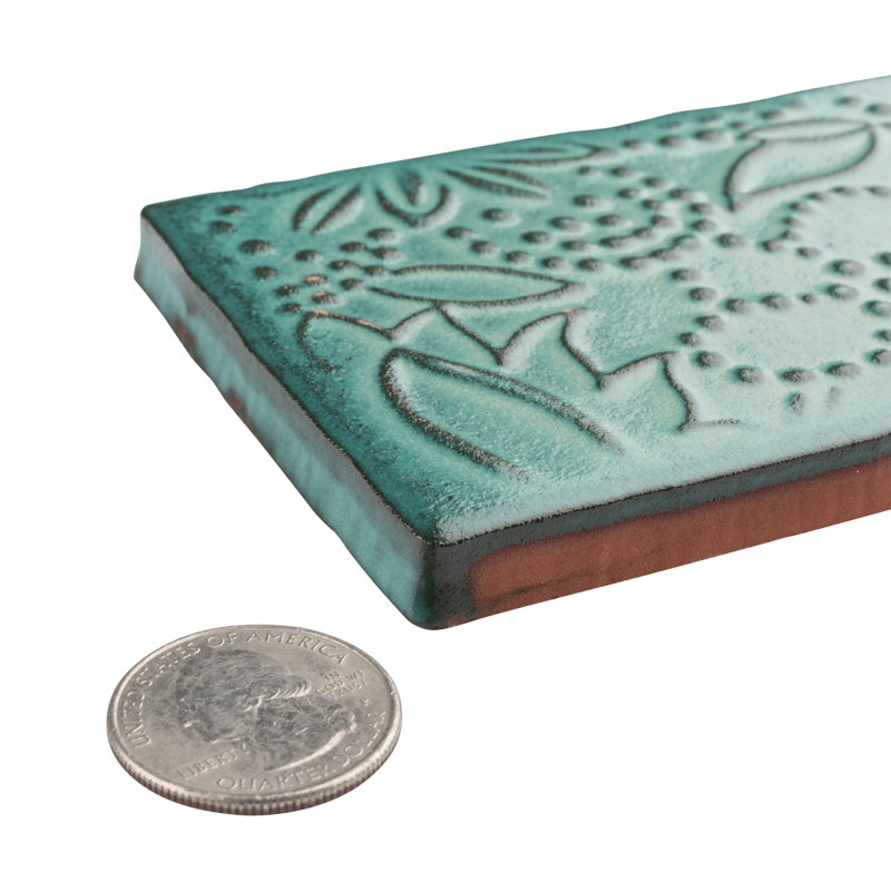 Antic Feelings 3" x 6" Ceramic Patterned Subway Tile, Feelings Lava Verde