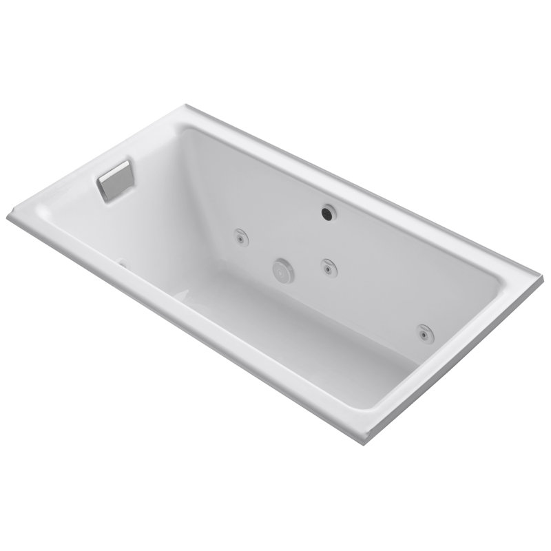 Bain tourbillon en alcôve Tea-for-Two® avec bonde à gauche et chauffage sans garniture, Blanc