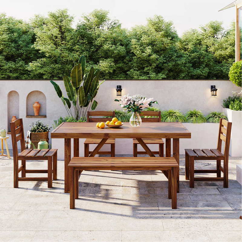 Ensemble de table et chaises d'extérieur en bois d'acacia de haute qualité, convenant au patio, au balcon et à la cour