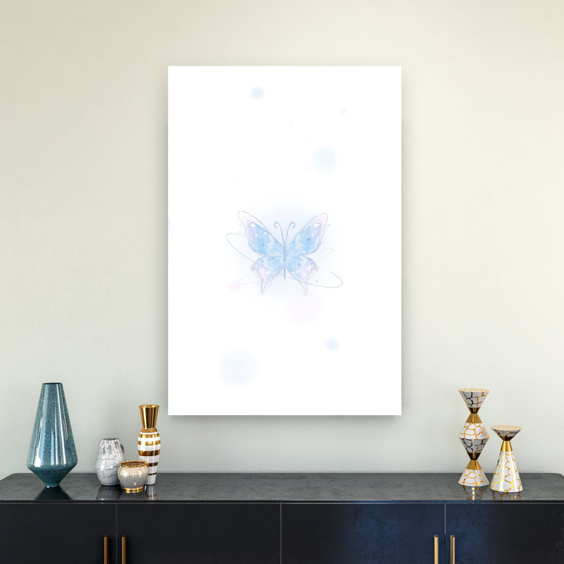 Papillon bleu éthéré délicat, rêve, élégant papillon, art mural, 36" H x 24" W