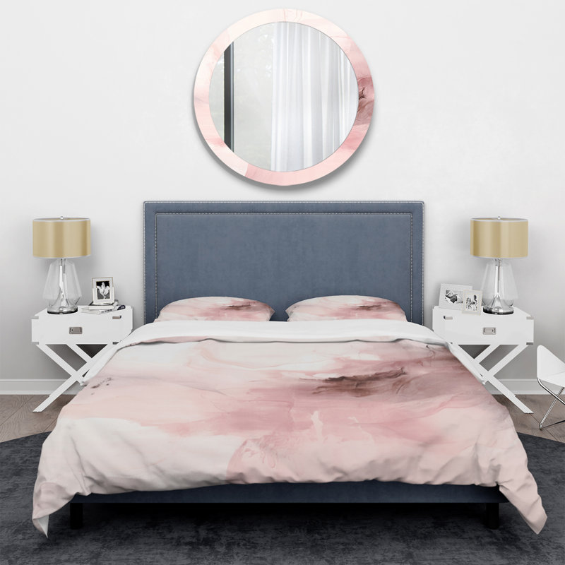 Ensemble de housse de couette rose délicat en marbre IV, Housse de couette pour grand lit et 2 taies décor