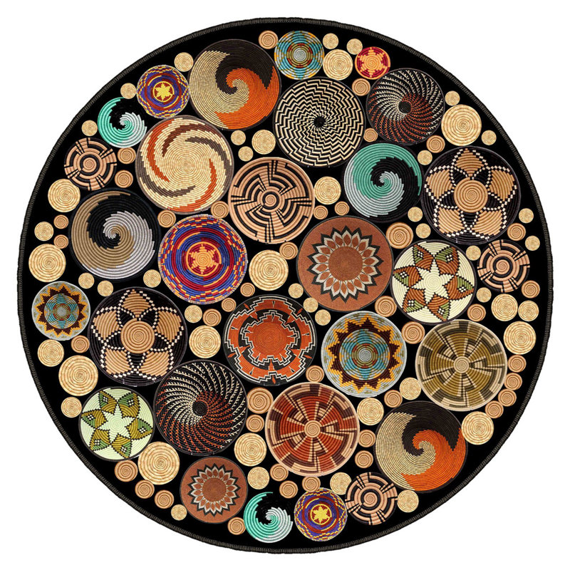 Stylish Round Area Rug, 59 Inches, 100% Polyester, 650 Gr/m² | Antibacterial, Non-Slip PVC Dot Underside, 8 mm Pile Height | Machine Washable, 3D Digital Print | Perfect for Living Room, Bedroom & Dining Areas