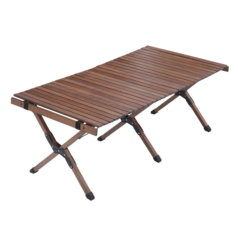 Solid Wood Square Folding Table, 45cm H x 120cm W x 60cm D, Walnut