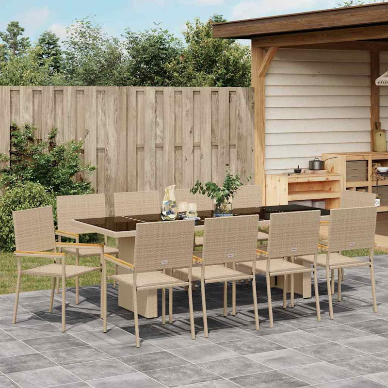 Vidaxl Garden Dining Set 11 Pcs Poly Rattan, Beige
