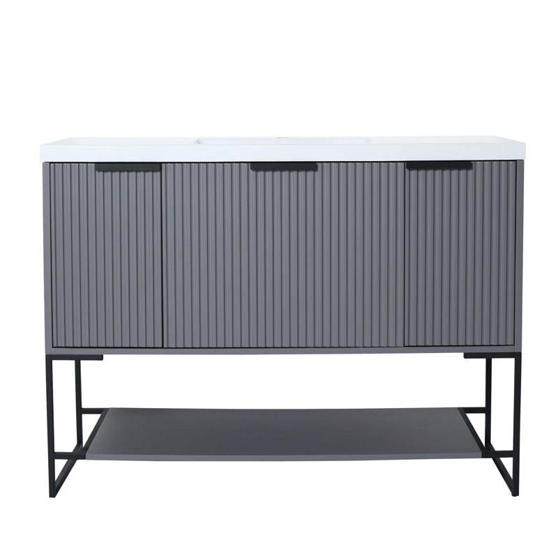 Meuble-lavabo sur pied simple 47,2 po Seeta, Gris, Noir