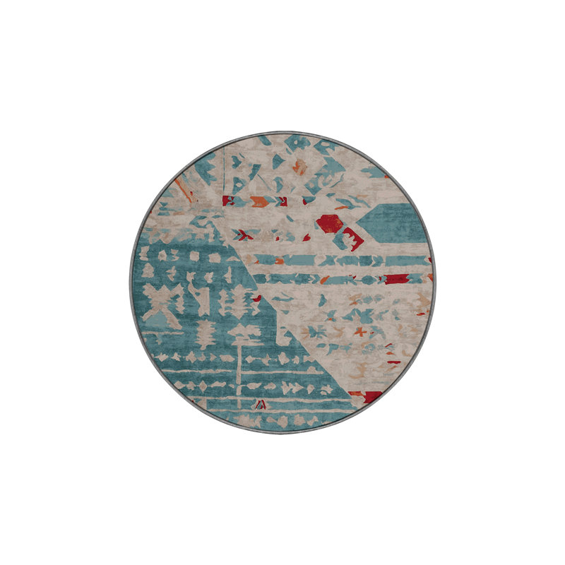 Tapis gris soyeux et moelleux, Rond 3 pi