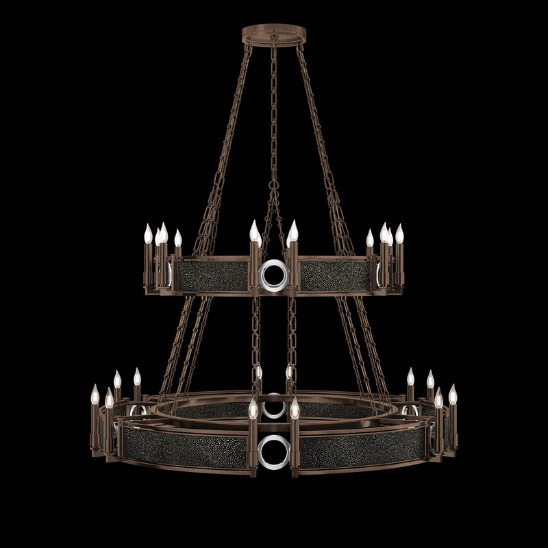 Lustre rond l 50 po Mirage, Chevalier noir / bronze / nickel