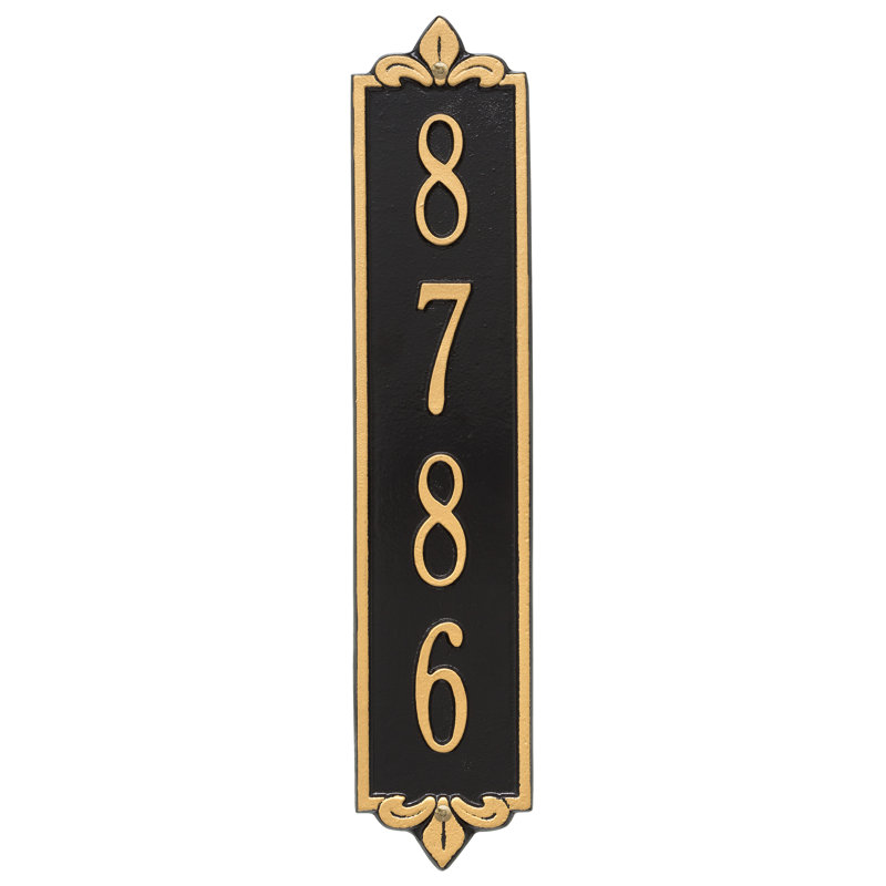 Lyon  1-Line Wall Address Plaque, Black/Gold, Yes