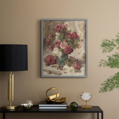 Reproduction florale vintage avec encadrement Lxxiii - bois massif