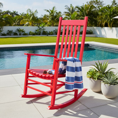 Outdoor Emjay Rocking Solid Wood Chair by Red Barrel Studio