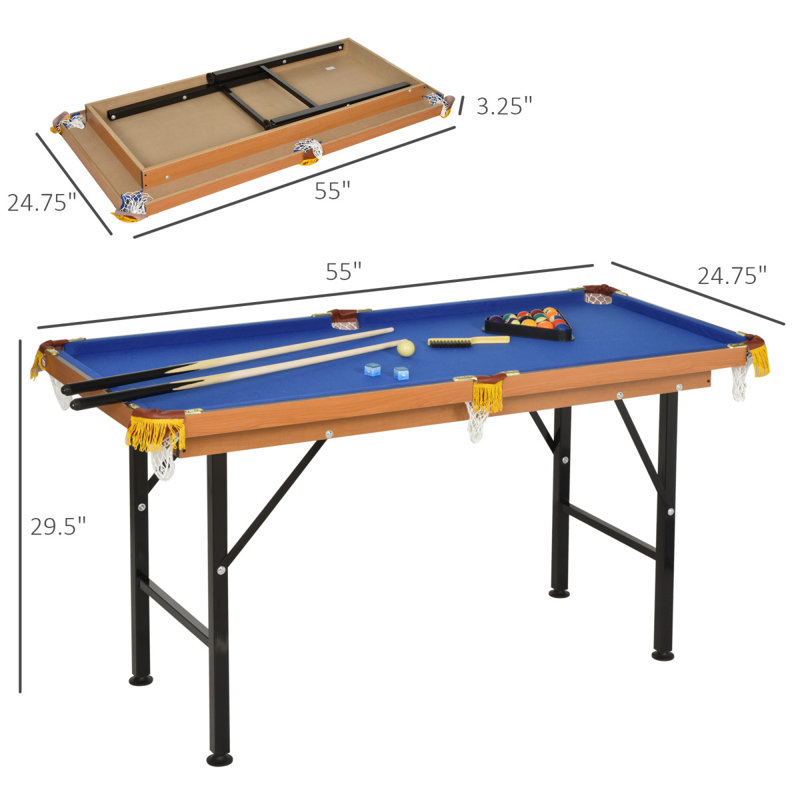 Table de billard pliante portative 55 po Soozier, Blue