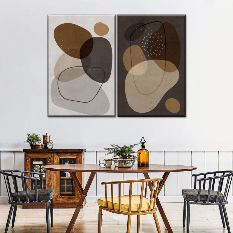 «Abstract Minimalist Boho», reproduction sur toile, 2 pièces, H 12 po x l 17 po