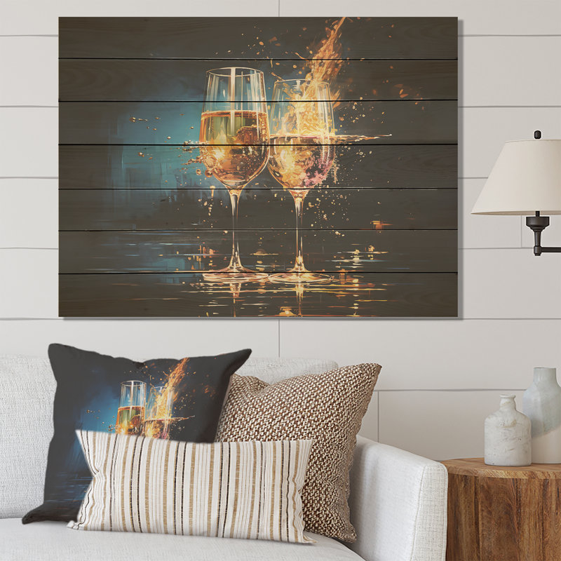 Wine Claret Brillance Cheers - Impression sur vin sur bois, H 10 po x l 20 po