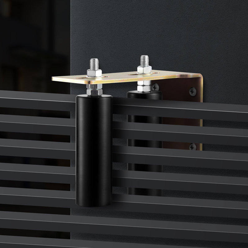 Black Steel Sliding Gate Kit with Dual Nylon Rollers