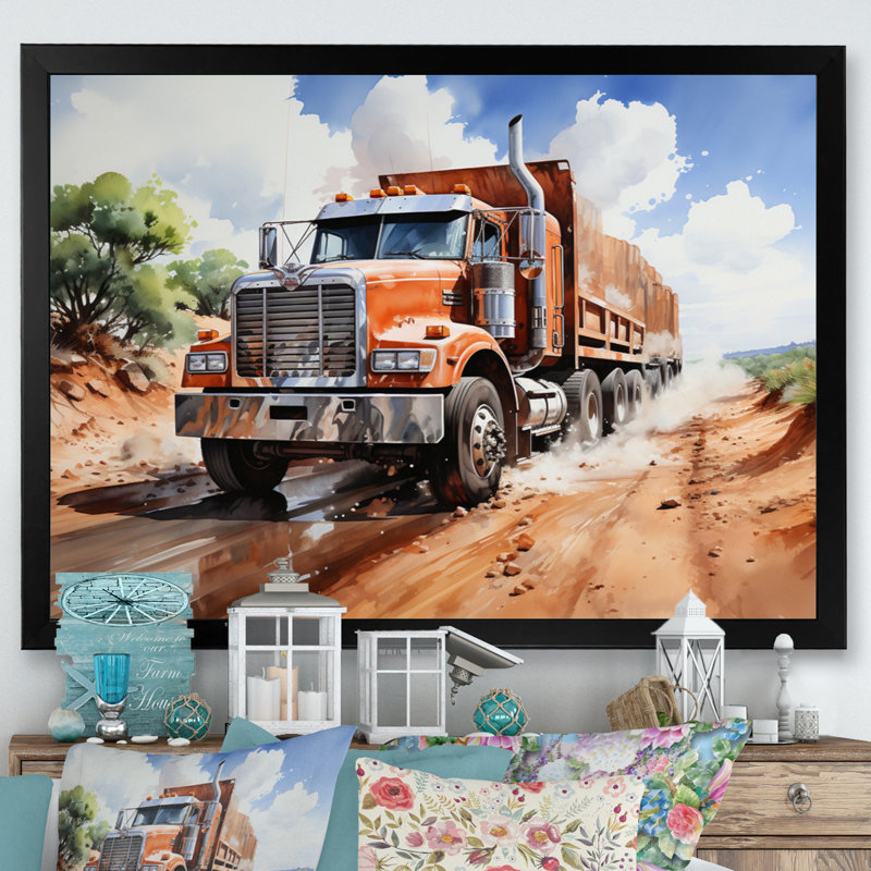 Dump Tractor In The Desert I, Cadre photo noir, H 24 po x l 32 po x P 1 po