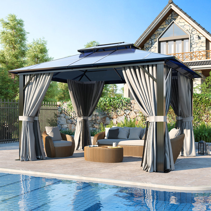 12 pi. L 10 pi. D Pavillon de jardin en aluminium