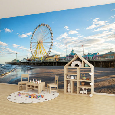 Murale auto-adhésive moderne pour la chambre à coucher Peel and Stick L 69 po x l 96 po avec imprimé Boardwalk