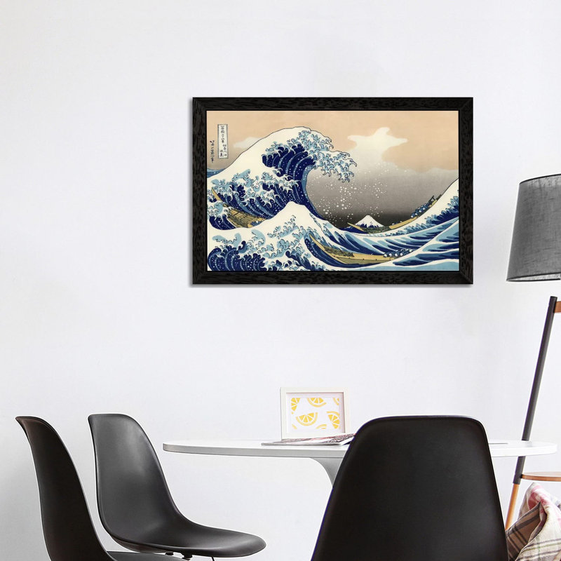 The Great Wave At Kanagawa, 1829 by Katsushika Hokusai - Wrapped Canvas Painting, 101.6 cm H x 66.04 cm W, Black Framed