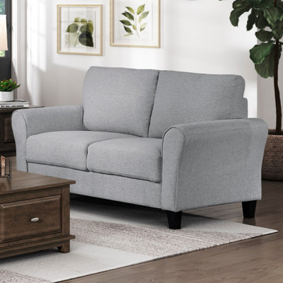 Mobilier de salon moderne avec coussins attachés en tissu texturé de couleur transitionnelle moderne