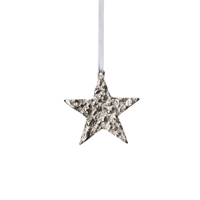 Ornement en forme d'étoile de Noël, H 4 po x l 4 po x P 4,2 po, Argent