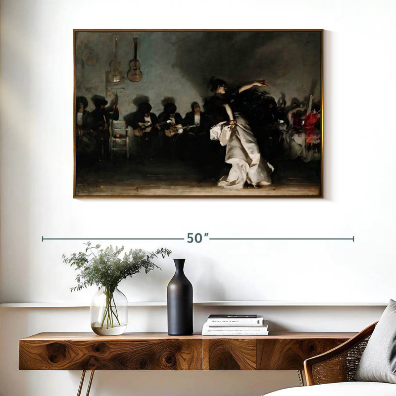 El Jaleo, Cadre flottant doré, 40 po x 27 po