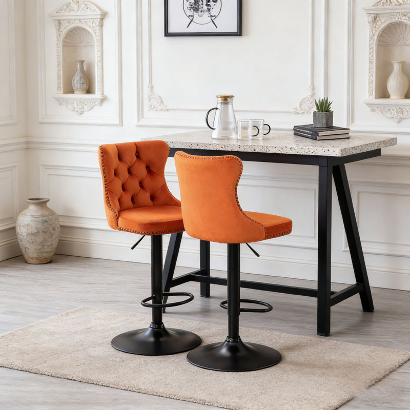 Tabourets de bar pivotants en velours