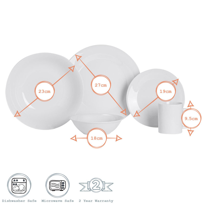30 Piece Porcelain China Dinnerware Set - Service for 6